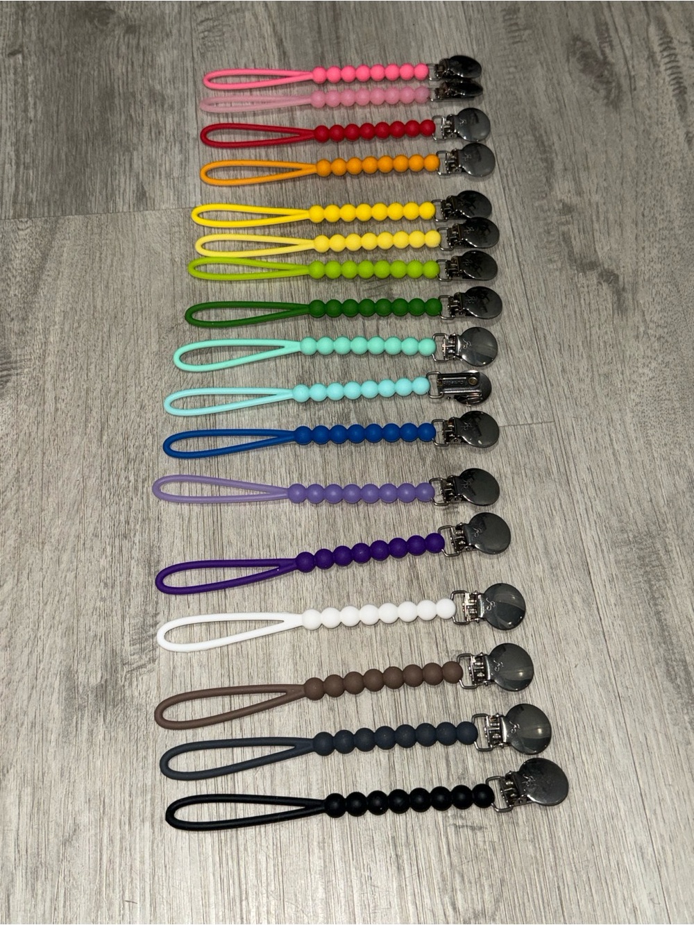 Ryan and Rose Cutie Silicone Bead Pacifier Clips Lot